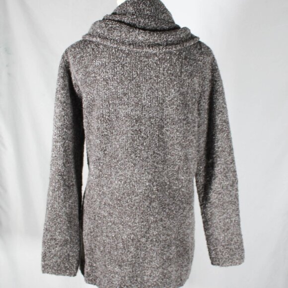 Edgy Gray Wool Blend Asymmetrical Zip-Up Knit Cardigan – Size Large - Picture 6 of 8